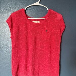 LOFT Red Short Sleeve Knit Tee